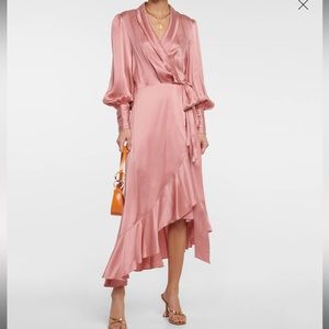 Zimmerman silk satin wrap midi dress (Size 2/4; Zimmerman size 0)